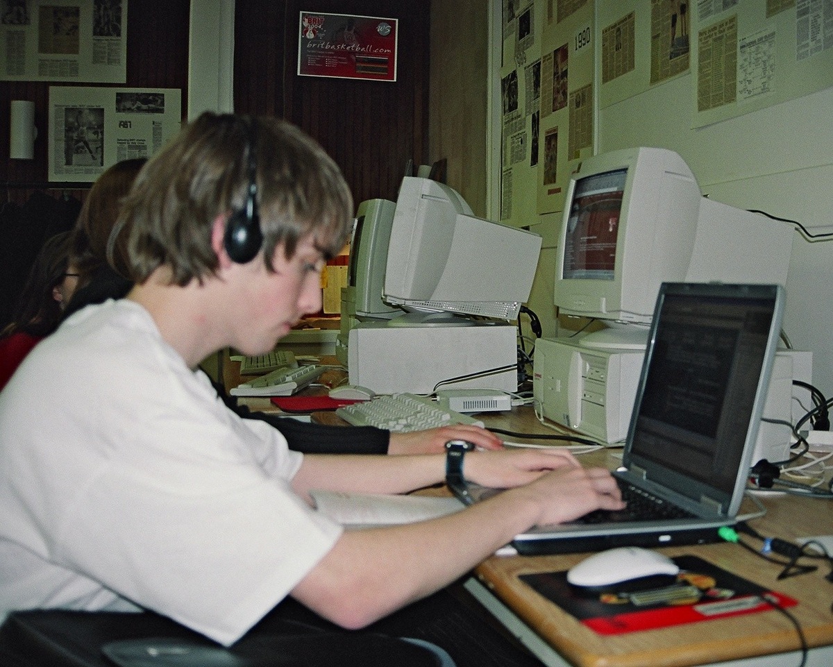 A student working on the 2004 BRIT website