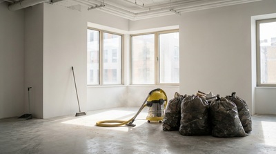 Post-construction cleaning of a renovated commercial space.